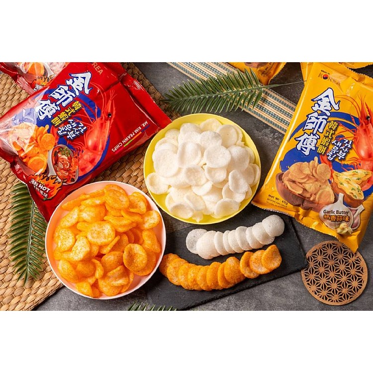 花語團購【銅板零食】金師傅韓式蝦餅 60g 奶香蒜味 海鮮炒碼麵風味 厚片蝦味餅乾 韓國進口零食 韓式蝦餅-細節圖4