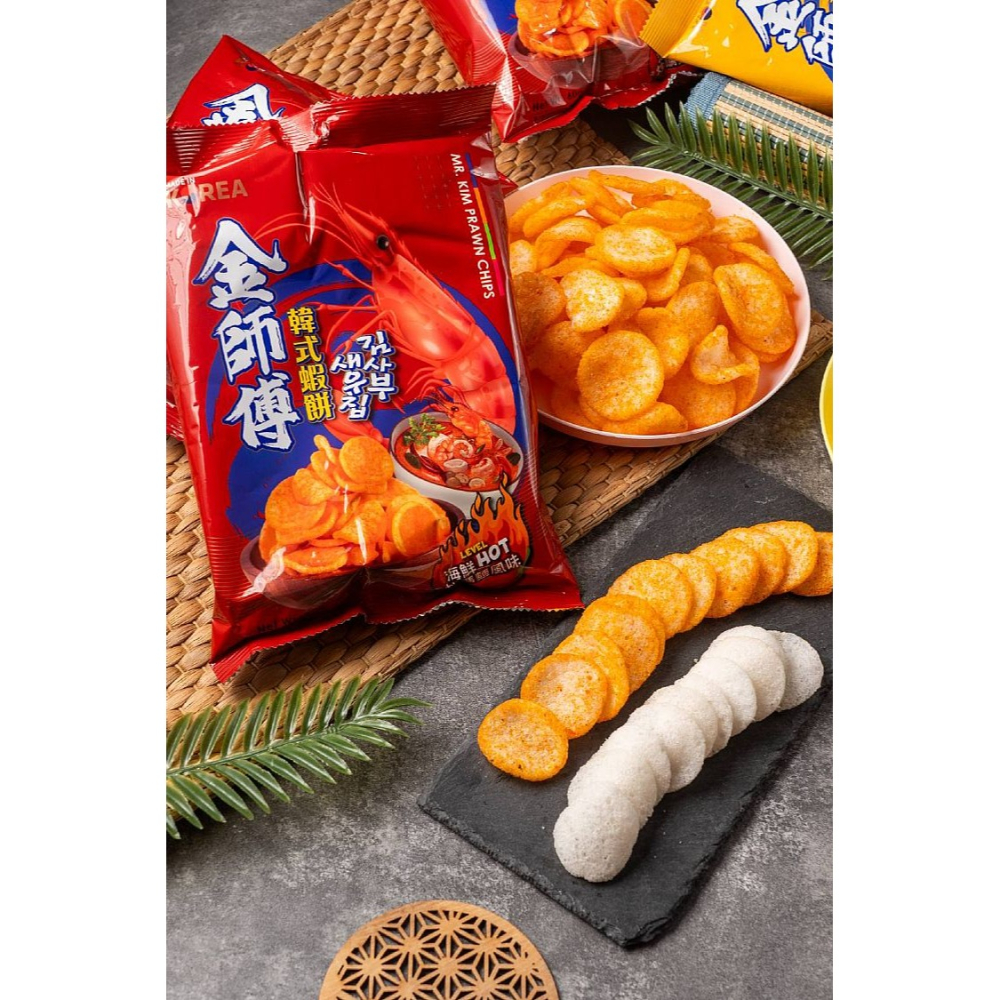 花語團購【銅板零食】金師傅韓式蝦餅 60g 奶香蒜味 海鮮炒碼麵風味 厚片蝦味餅乾 韓國進口零食 韓式蝦餅-細節圖5