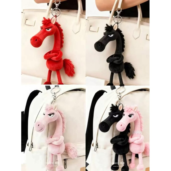2026年馬年推薦【好運高冷風 馬年吉祥物】小馬公仔掛飾 黑馬毛絨掛飾包掛件 粉紅馬 情侶掛件 吉祥物小馬玩偶公仔-細節圖3