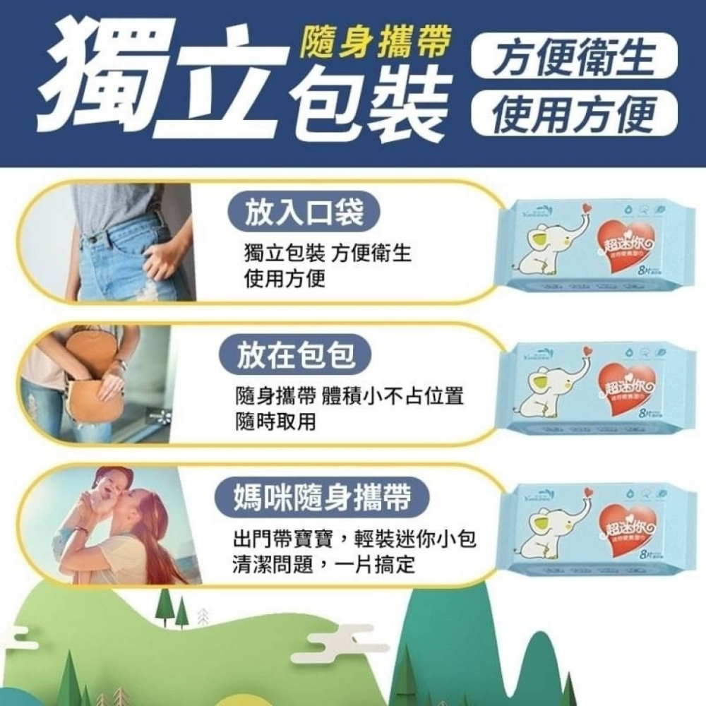 【銅板日用品】RO純水嬰兒專用親膚濕紙巾隨身包(8包/組) 共64抽-細節圖4