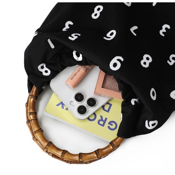 ［H.C］日式印花sou數字文竹節木環迷你手提包包文藝小包【DA081480】-細節圖5