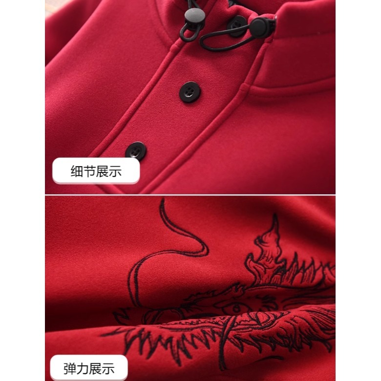 ［H.C］龍年拜年服刺繡洋氣男童紅色上衣2024新款【E0110166】-細節圖5