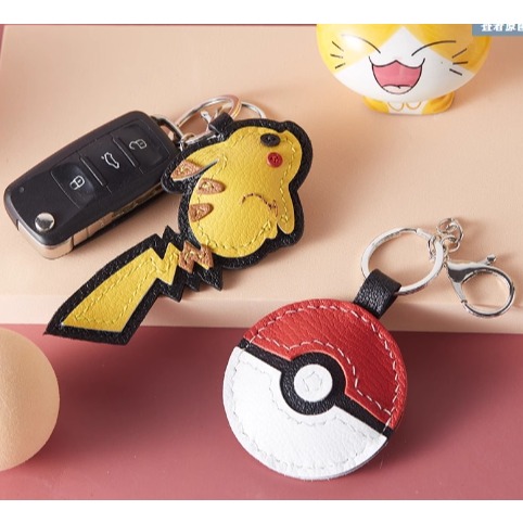 ［H.C］耿鬼寶可夢寶可夢掛皮革飾鑰匙圈手工DIY材料包精靈球 隨機贈小配件【PK128404】-細節圖4