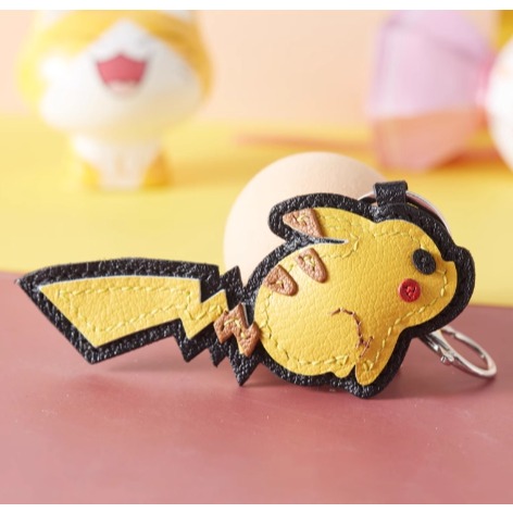 ［H.C］耿鬼寶可夢寶可夢掛皮革飾鑰匙圈手工DIY材料包精靈球 隨機贈小配件【PK128404】-細節圖5