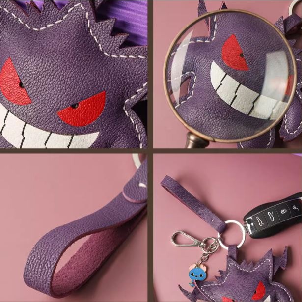 ［H.C］耿鬼寶可夢寶可夢掛皮革飾鑰匙圈手工DIY材料包精靈球 隨機贈小配件【PK128404】-細節圖7