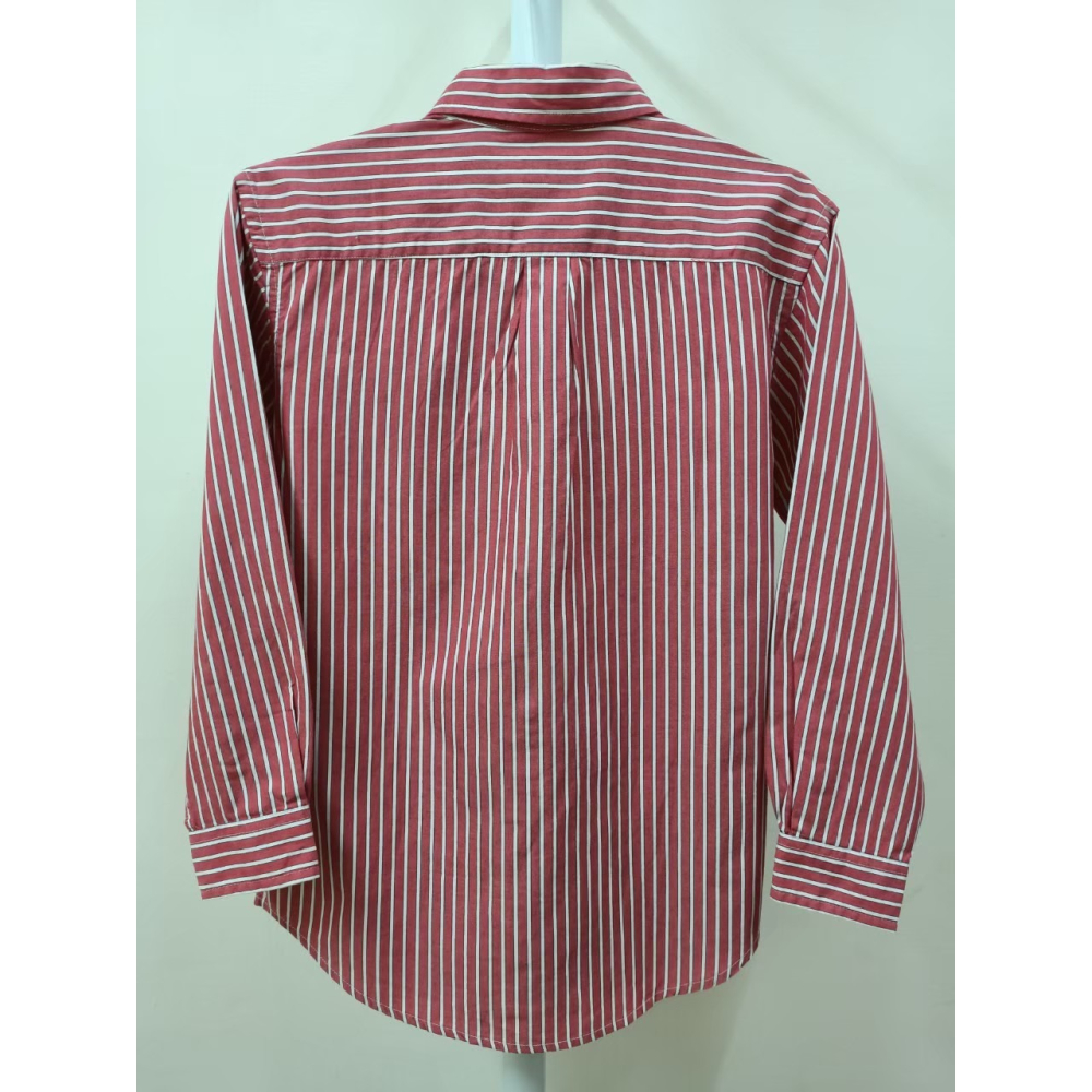 【二手良品中古衣】171號Gapkids大童衣碼140紅白條紋長袖襯衫-細節圖2