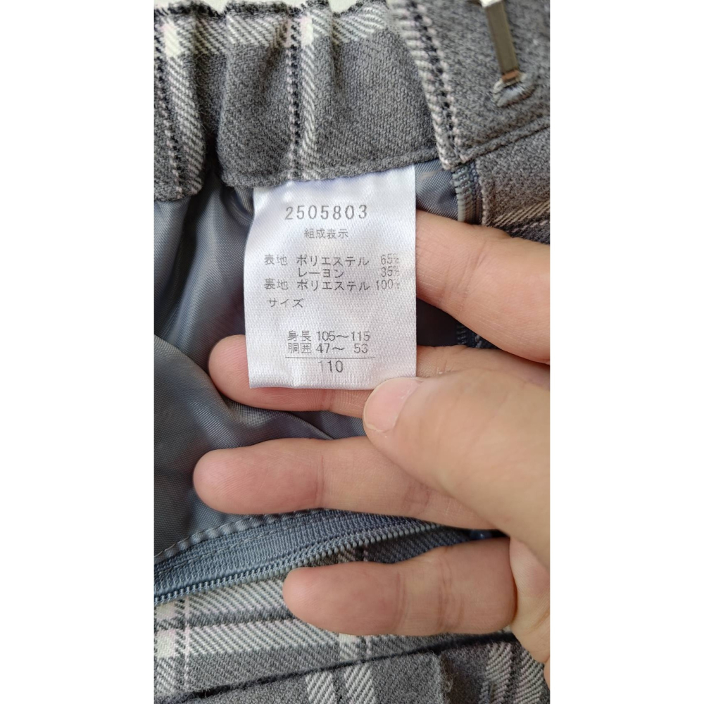 【二手良品中古衣】190號女寶女童110碼半身裙格子灰格百摺裙側拉鍊後鬆緊有內裡不透光-細節圖5