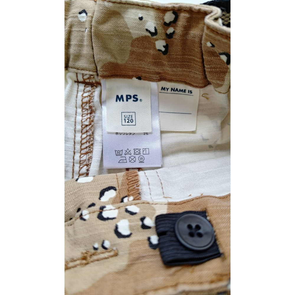 【二手良品中古衣】192號MPS日系童裝長褲120碼咖啡迷彩鬆緊褲頭附帆布腰帶-細節圖3