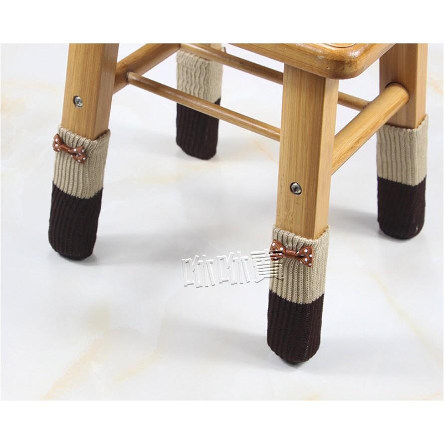 (台灣現貨) 針織椅腳套(4入) 貓腳椅套 蝴蝶結椅套 針織椅腳套 貓腳椅套 椅腳墊 防震 靜音-細節圖4