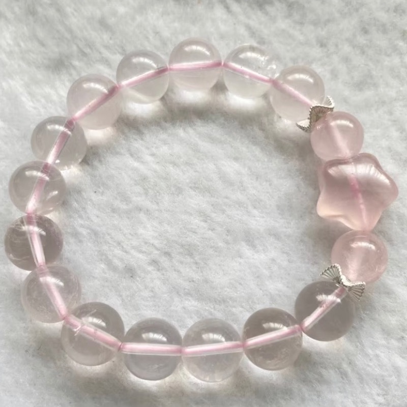 ￼粉水晶 馬粉 透體星光 精品 莫粉 好人緣結好緣手環-細節圖3