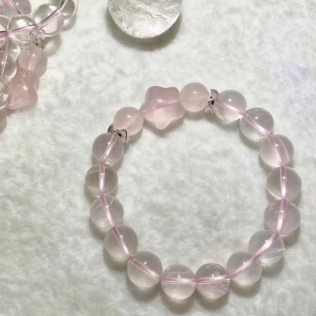 ￼粉水晶 馬粉 透體星光 精品 莫粉 好人緣結好緣手環-細節圖5