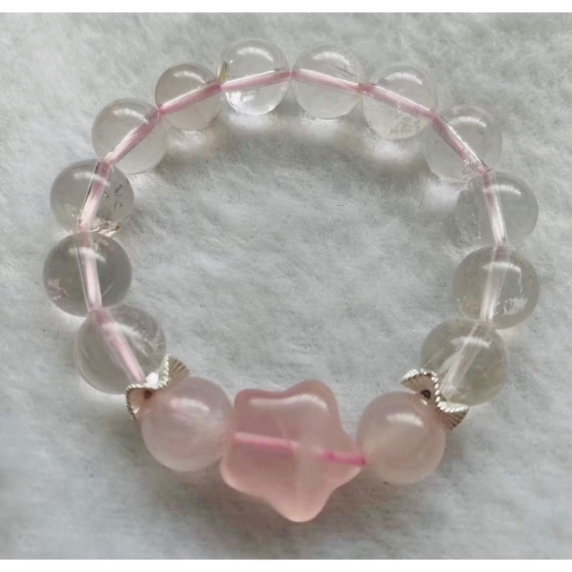 ￼粉水晶 馬粉 透體星光 精品 莫粉 好人緣結好緣手環-規格圖7