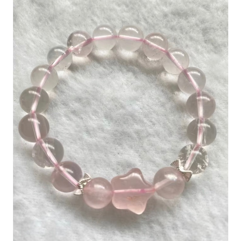 ￼粉水晶 馬粉 透體星光 精品 莫粉 好人緣結好緣手環-規格圖7