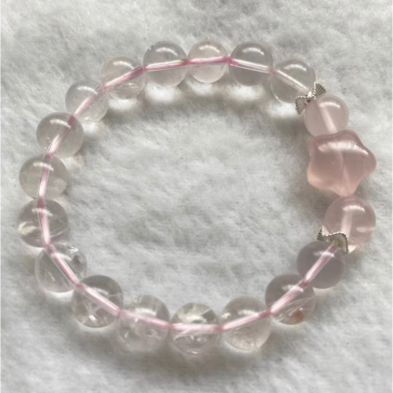 ￼粉水晶 馬粉 透體星光 精品 莫粉 好人緣結好緣手環-規格圖7