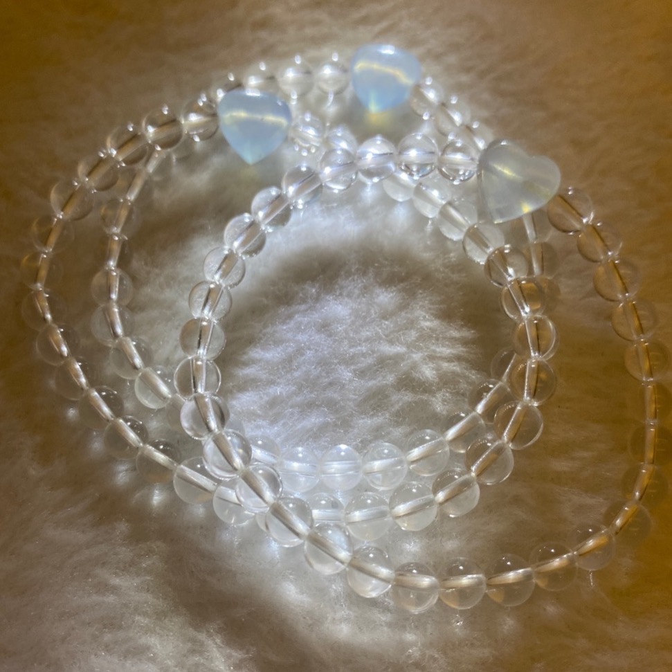 雙A淨題白水晶 高品海藍寶愛心 淨心手環-細節圖3