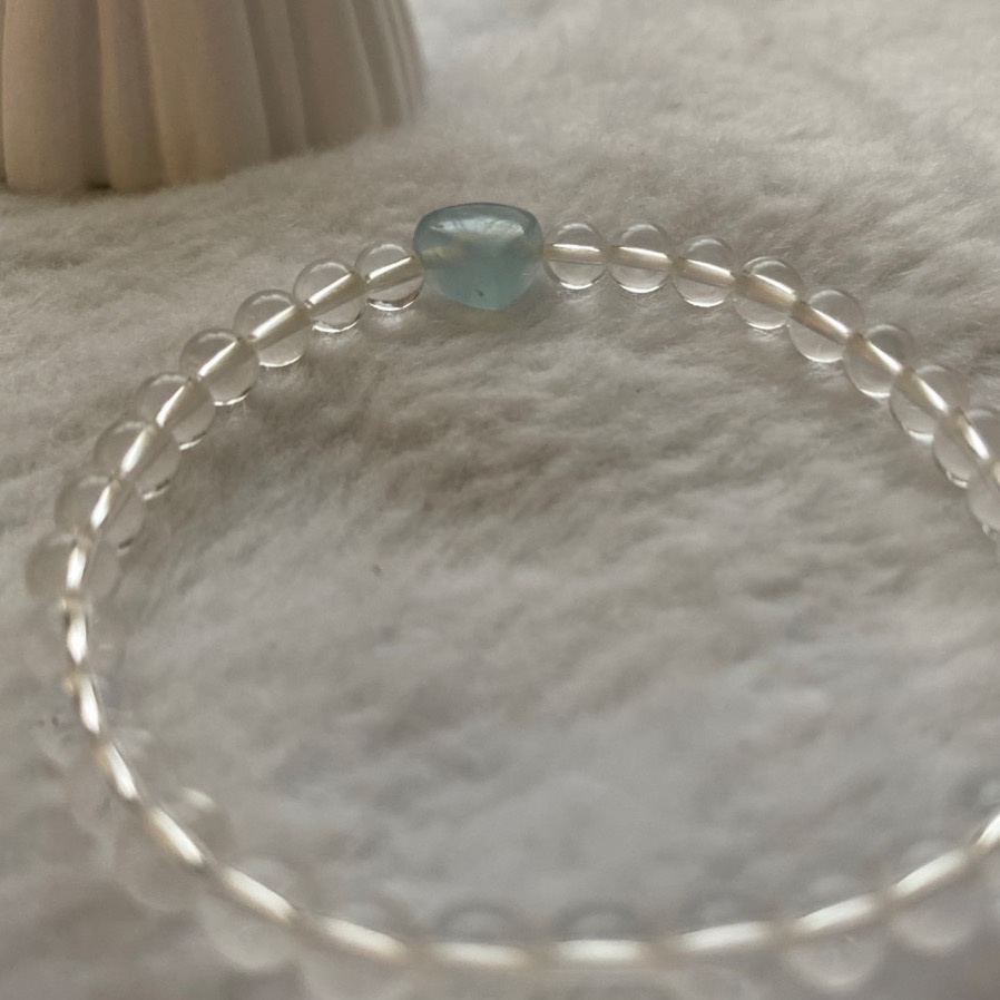 雙A淨題白水晶 高品海藍寶愛心 淨心手環-細節圖4