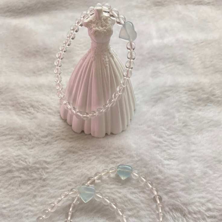 雙A淨題白水晶 高品海藍寶愛心 淨心手環-細節圖5