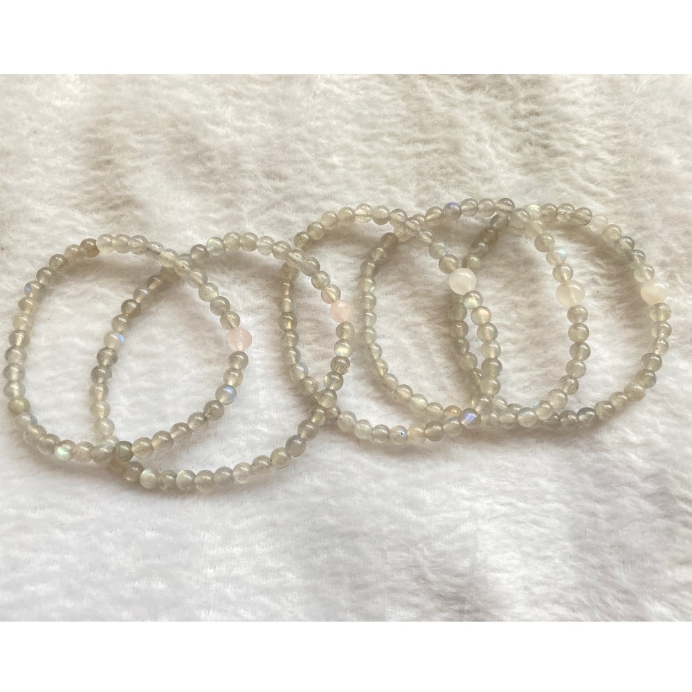 灰月光 鑽切粉晶 舒壓平靜好眠手飾-細節圖3