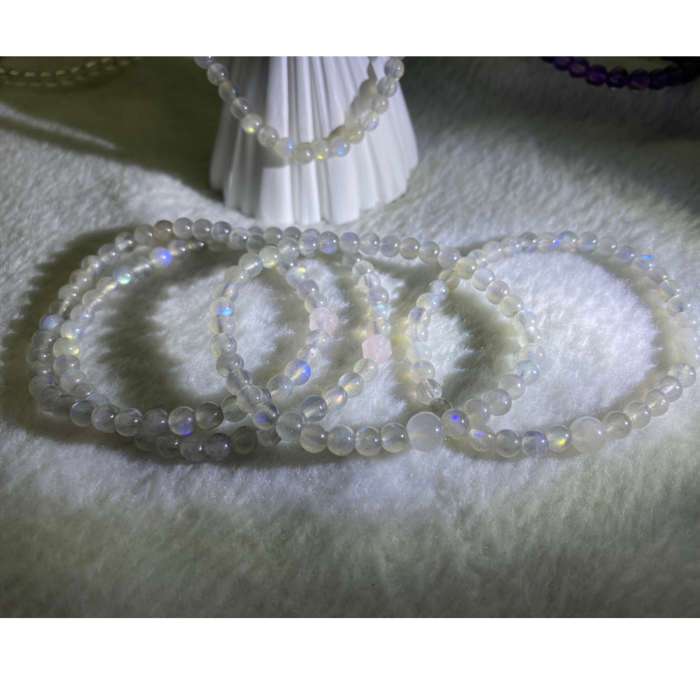 灰月光 鑽切粉晶 舒壓平靜好眠手飾-細節圖6