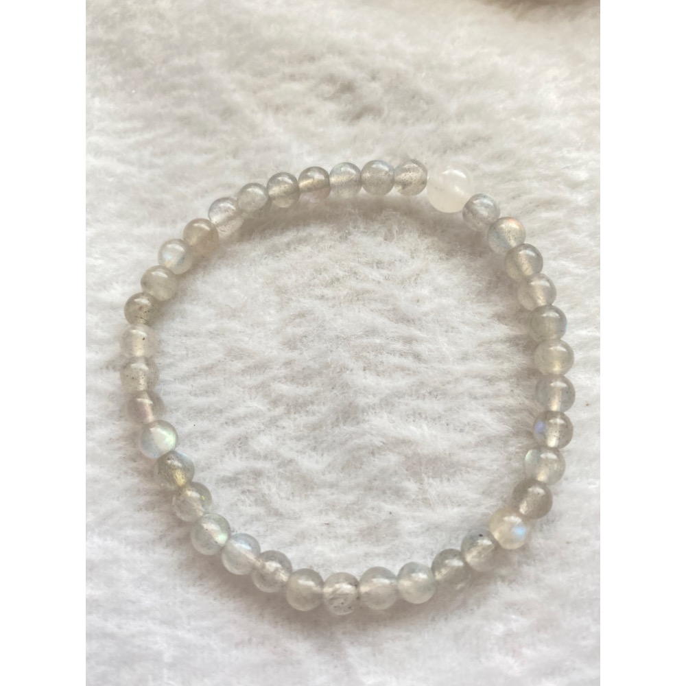 灰月光 鑽切粉晶 舒壓平靜好眠手飾-細節圖7