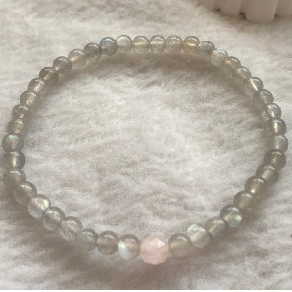 灰月光 鑽切粉晶 舒壓平靜好眠手飾-規格圖8