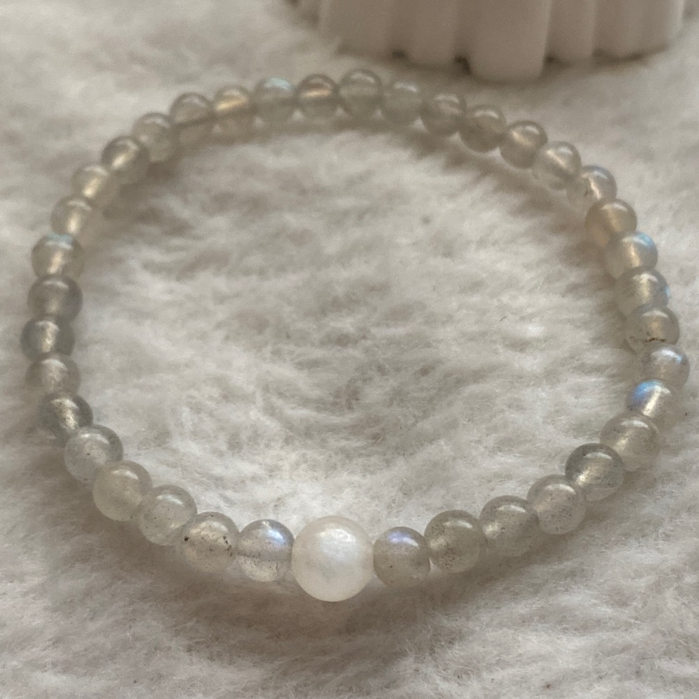 灰月光 鑽切粉晶 舒壓平靜好眠手飾-規格圖8