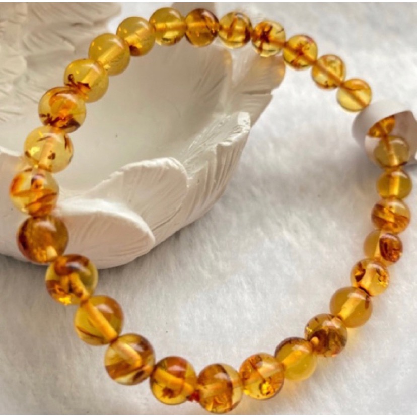 琥珀 花珀 波羅的海 6+ 圓珠 7+隨型方塊 調節安身保平安 精選天然-細節圖2