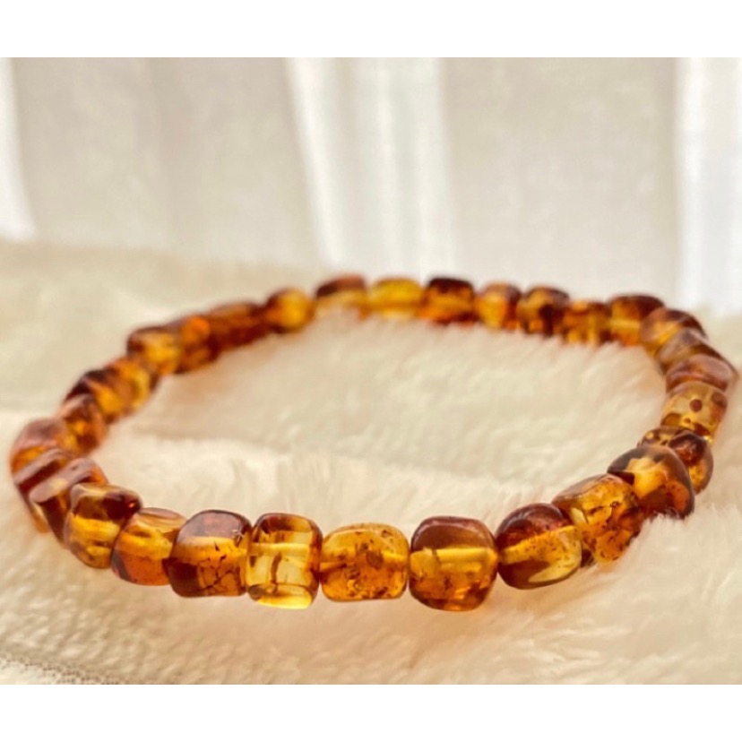琥珀 花珀 波羅的海 6+ 圓珠 7+隨型方塊 調節安身保平安 精選天然-規格圖9