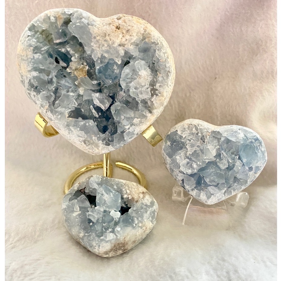 天青石 水晶 原礦 晶洞 愛心 悸動的瞬間-細節圖2