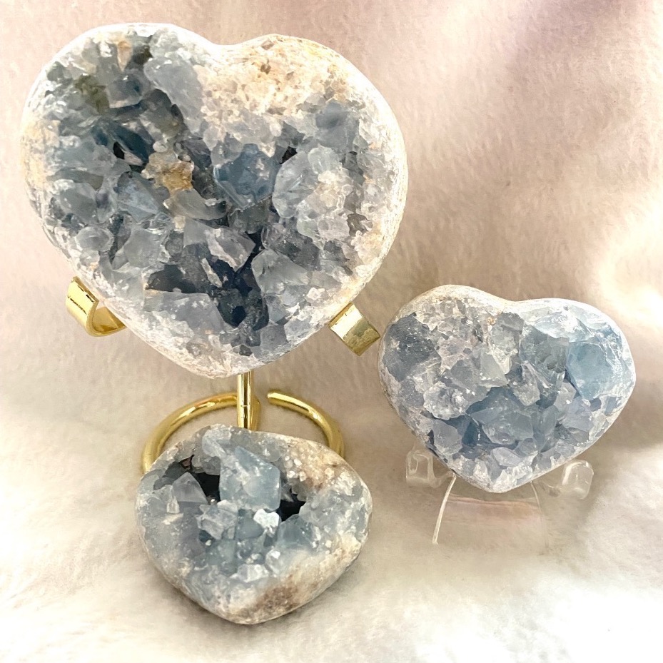 天青石 水晶 原礦 晶洞 愛心 悸動的瞬間-細節圖8