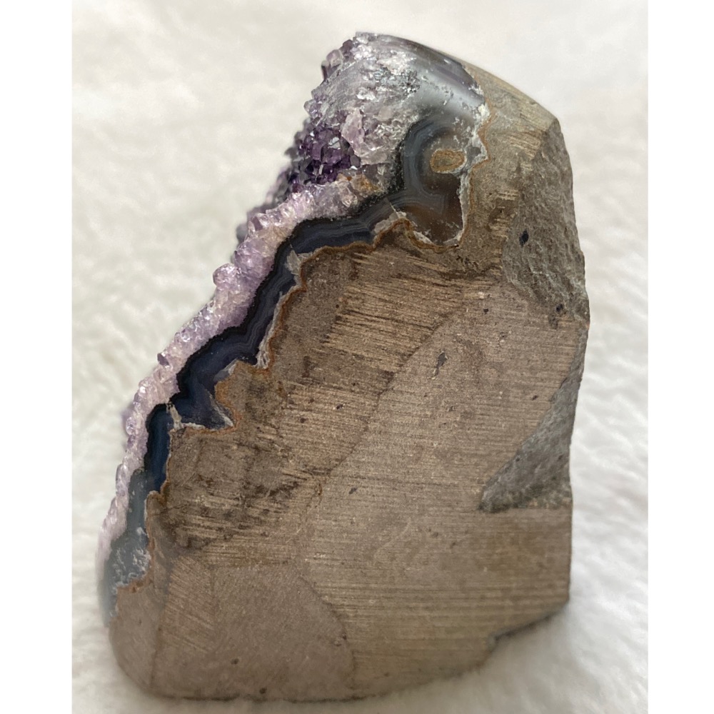 異象晶鎮 辦公室招貴人納福小物 黑底紫牙黃金沙共生礦-細節圖3