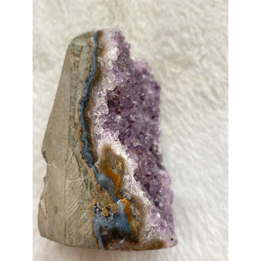 異象晶鎮 辦公室桌擺小物 步步高升帶碧璽共生礦 橘藍千層瑪瑙邊-細節圖2