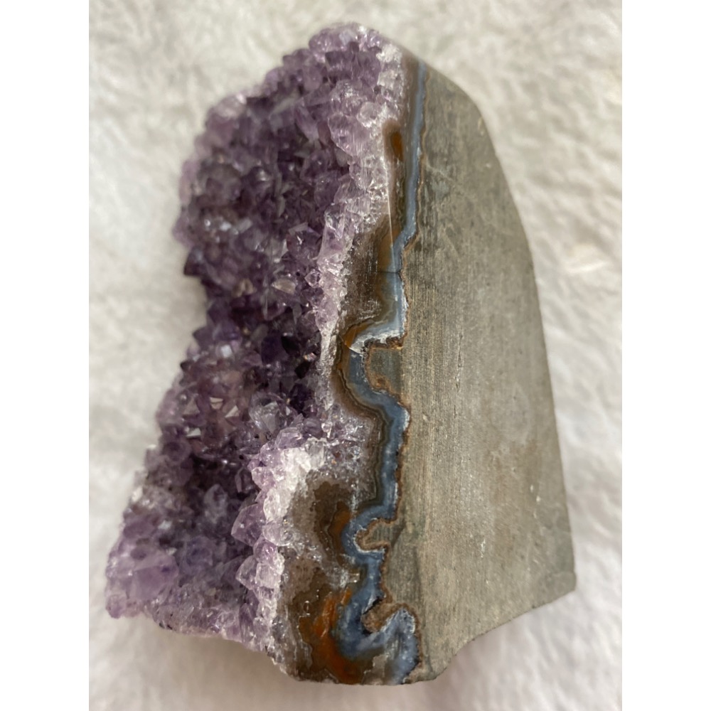 異象晶鎮 辦公室桌擺小物 步步高升帶碧璽共生礦 橘藍千層瑪瑙邊-細節圖4