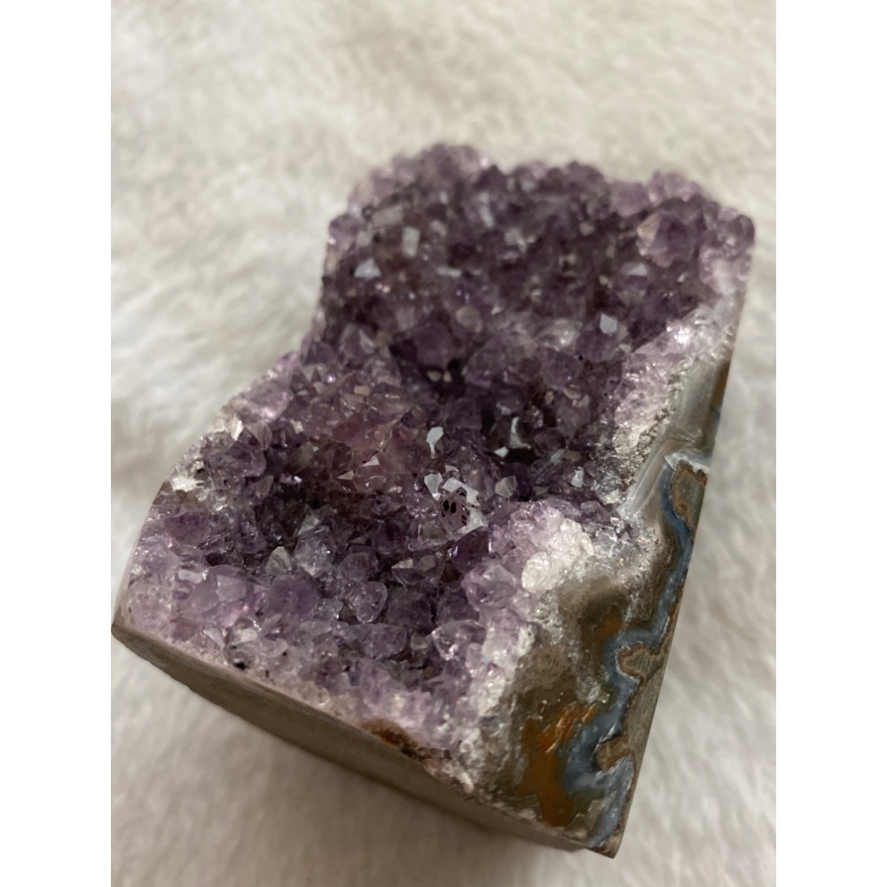 異象晶鎮 辦公室桌擺小物 步步高升帶碧璽共生礦 橘藍千層瑪瑙邊-細節圖9