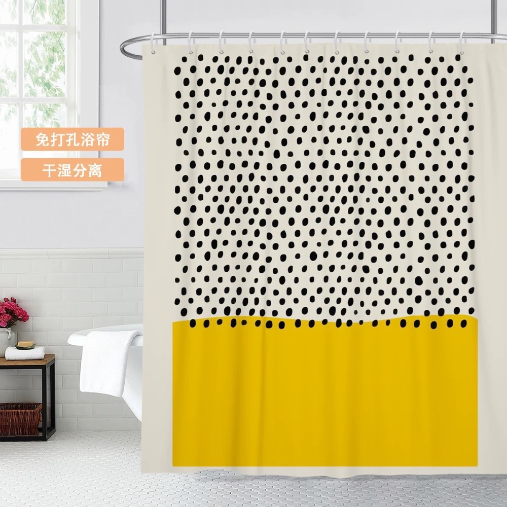 浴簾/防水防霉加厚普普風/抽象派/療癒色浴簾/高質感高品質-細節圖2