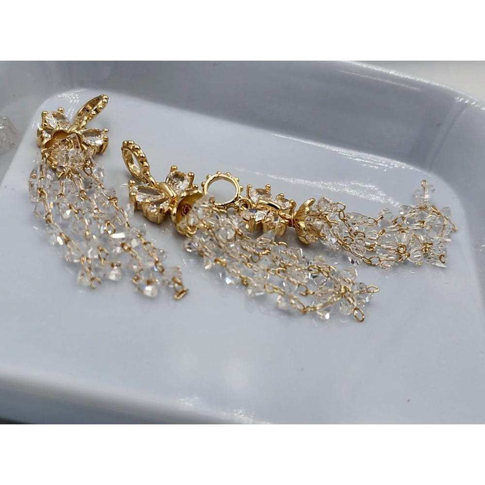 💗媛綺工作坊💗 鋯石蝴蝶流蘇配件5cm/3個 配飾 掛件 吊墜 合金飾品 台灣出貨 散珠 水晶 礦石 純天然水晶-細節圖2