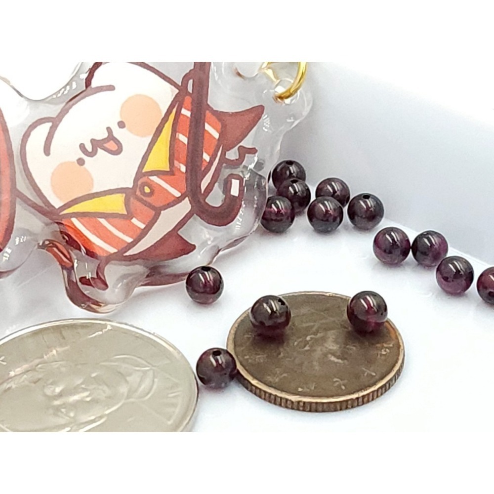 💗媛綺工作坊💗 紫牙烏石榴石5顆 直孔珠 4.5咪 台灣出貨 散珠 水晶 礦石 純天然水晶-細節圖2