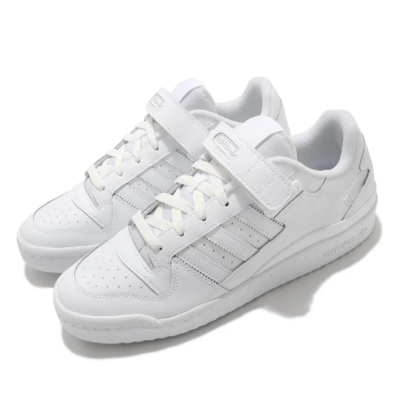 男款 adidas Forum Low 休閒鞋 基本款 皮革 魔鬼氈 全白 - FY7755-細節圖2