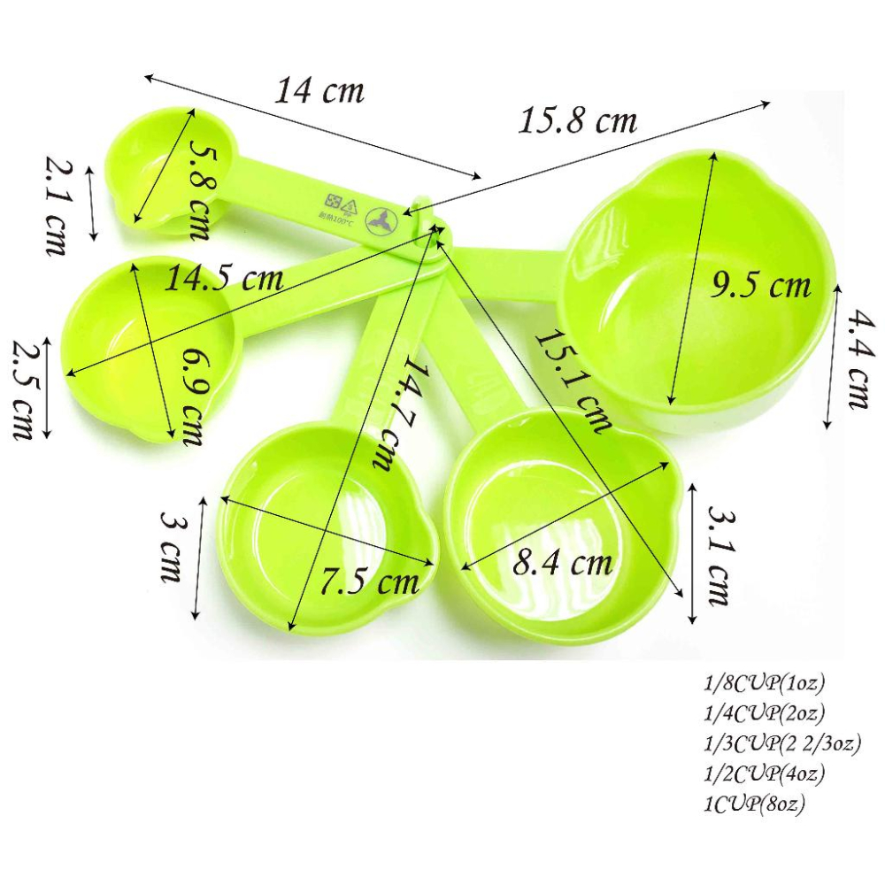 【幸福烘焙材料】三箭牌 耐熱PP 5入塑膠量杯 25125 量匙 量勺-細節圖2