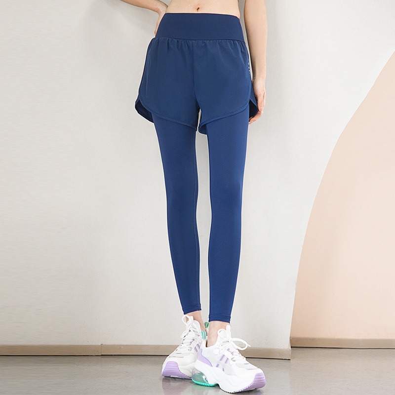 慢活瑜珈衣 YogaLife涼感 透氣 親膚感假兩件運動褲 女 高腰彈力緊身褲 跑步 健身 提臀顯瘦 單側口袋透氣 親膚-規格圖5