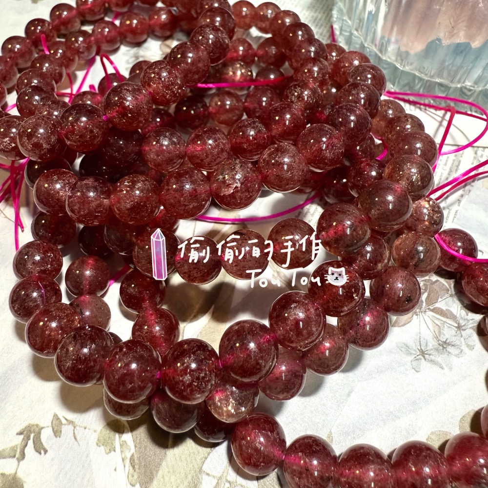 💎偷偷的手作 天然水晶手串 草莓晶 五行🔥 草莓晶 東菱玉 感情 桃花-細節圖2