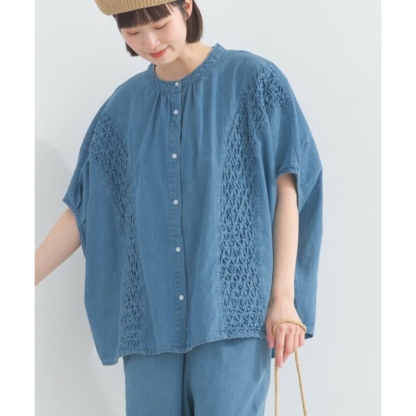 現貨【日本品牌 LUPILIEN】女生衣著 上衣 襯衫 牛仔布料 輕薄柔軟 質感絕佳 耐用度佳 春夏透氣 秋冬內搭-細節圖2