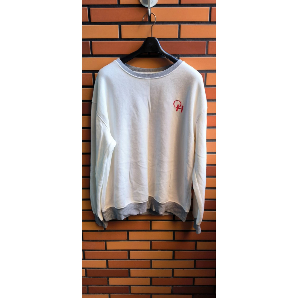 紅色oh刺繡，雙色長袖純棉休閒T-細節圖2