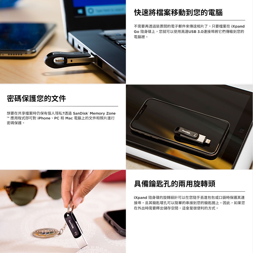 SanDisk iXpand Go 行動隨身碟 IX60 256GB (公司貨) iPhone / iPad 適用-細節圖6