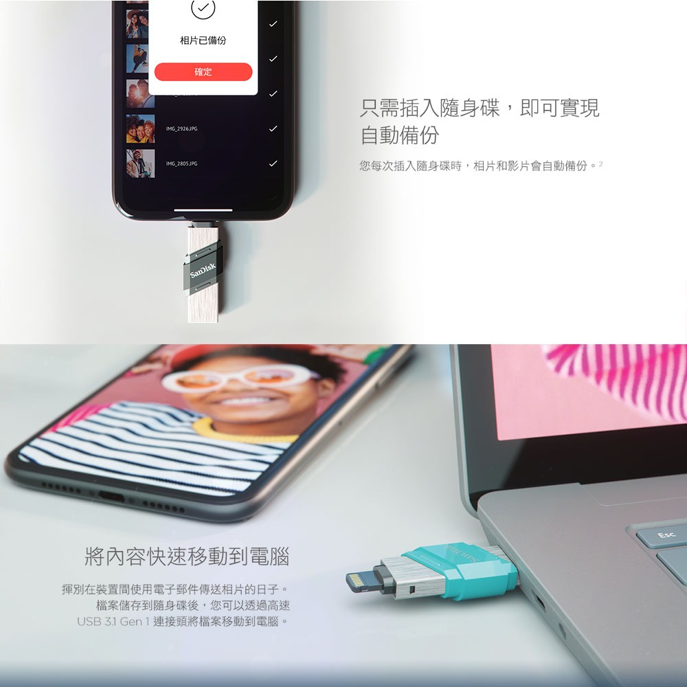 SanDisk iXpand Flip 隨身碟 IX90 256GB 鐵灰(公司貨) iPhone/iPad 適用-細節圖5