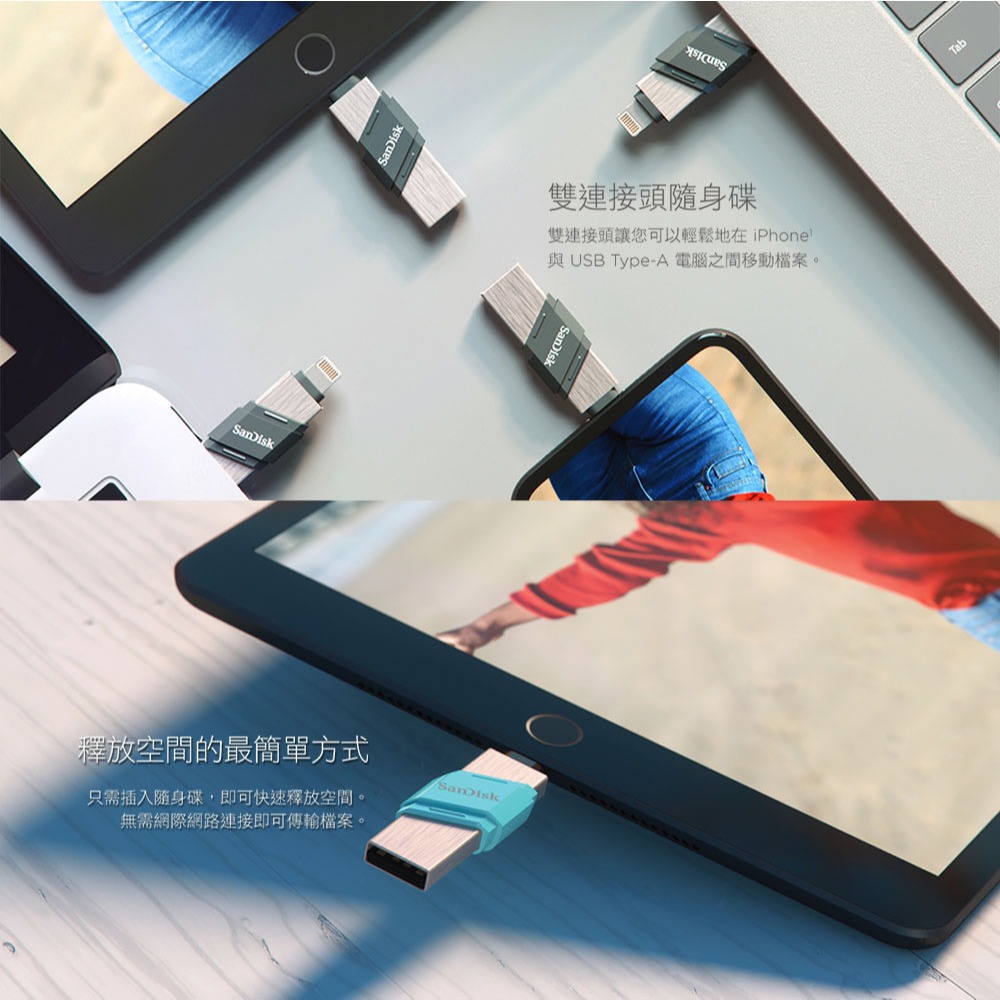 SanDisk iXpand Flip隨身碟 IX90 128GB 薄荷綠(公司貨) iPhone/iPad 適用-細節圖4