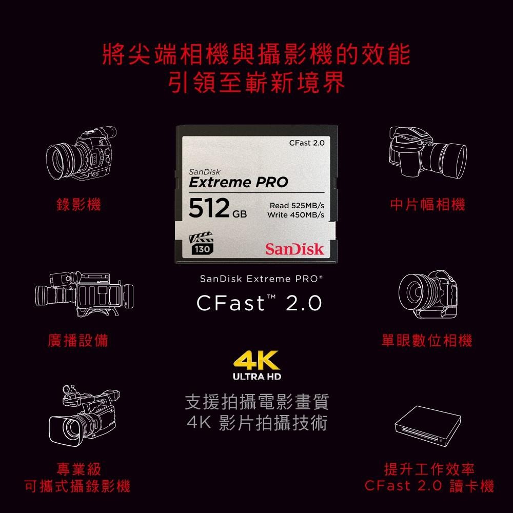 SanDisk Extreme PRO CFast2.0 512GB 記憶卡 525MB/s CFSP 公司貨-細節圖4