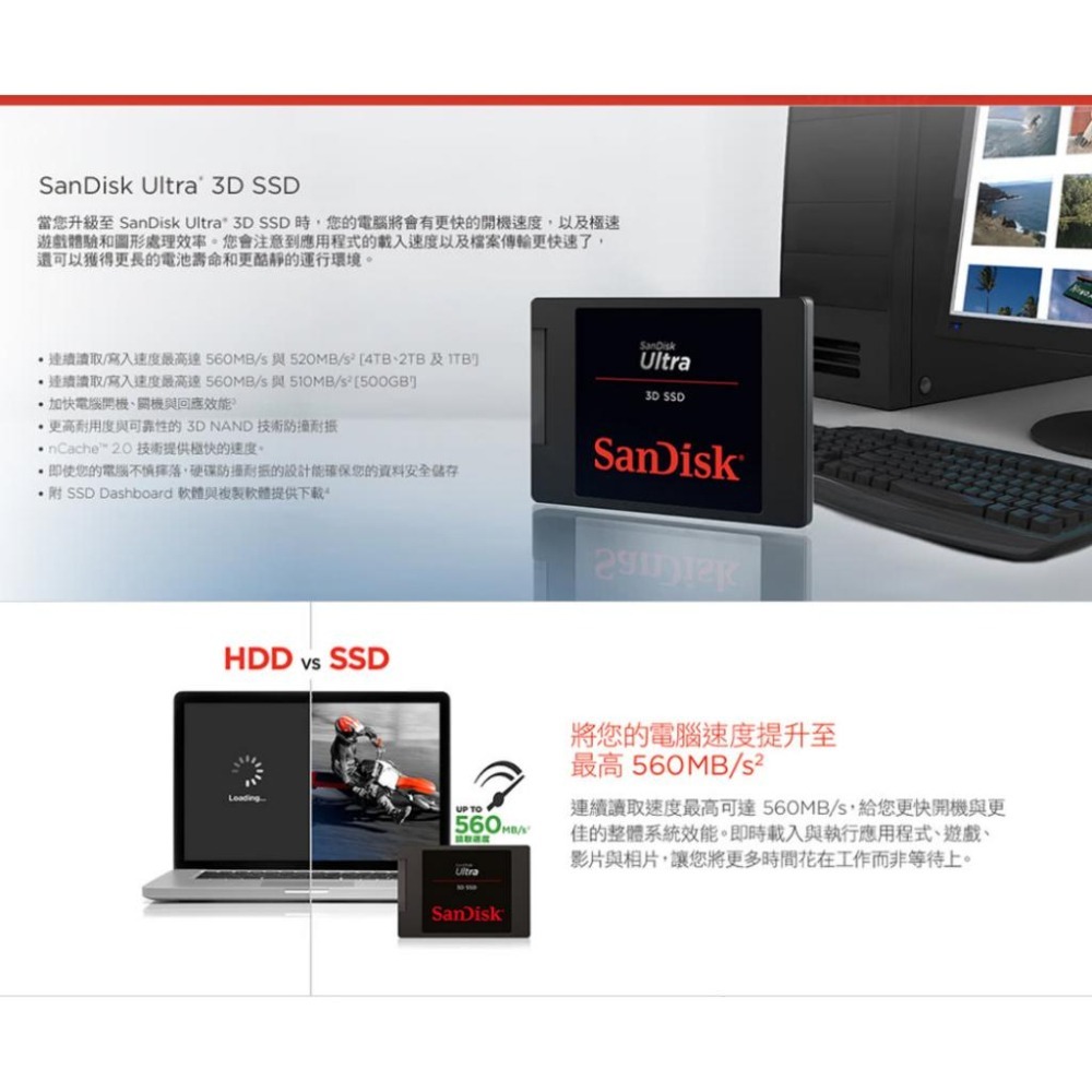 SanDisk Ultra 3D 4TB 2.5吋SATAIII固態硬碟-細節圖4