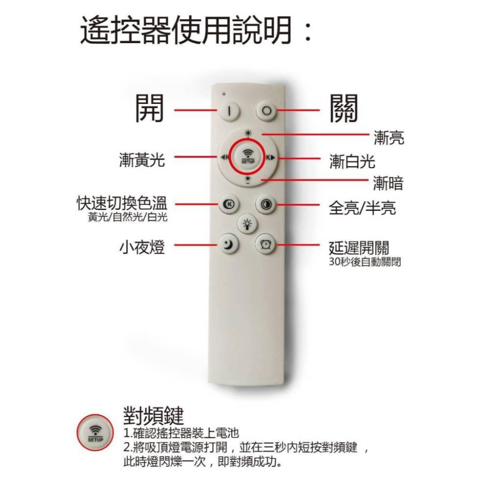 【台灣出貨】燈飾123｜同心圓奶白60W｜LED｜遙控調光調色｜適用客廳臥室書房｜K-108-2-細節圖2