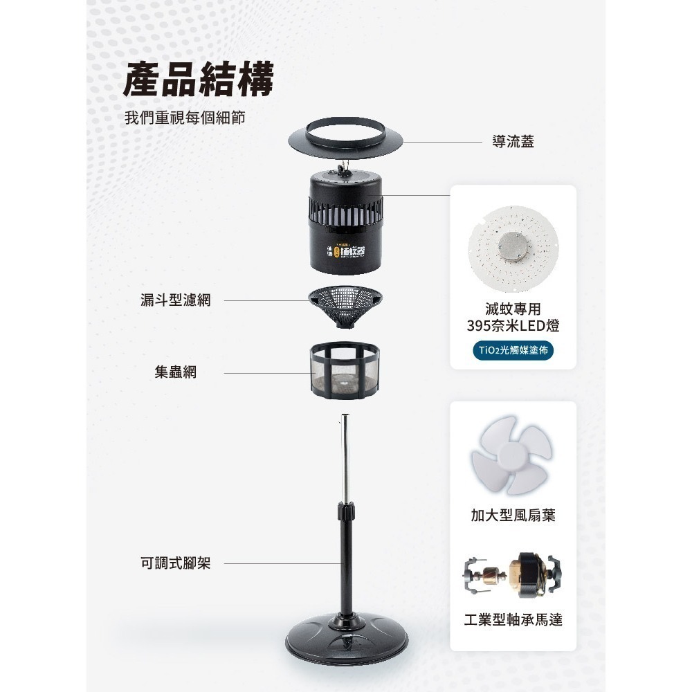 巧福 吸入式捕蚊器小型UC-800LED(台灣製LED捕蚊器/捕蚊燈)-細節圖9